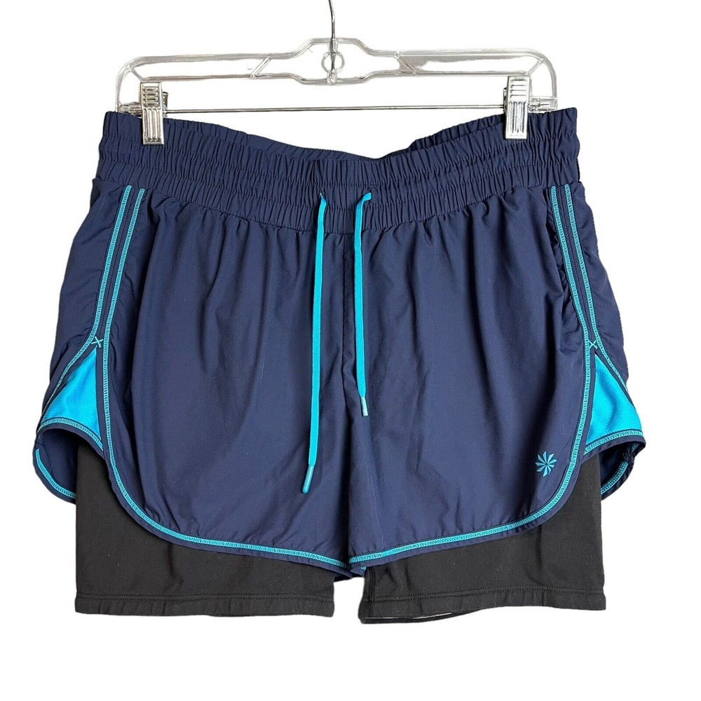 Athleta Ready Set 2 in 1 Shorts Run Elastic Waist Zip Pocket Size Medium